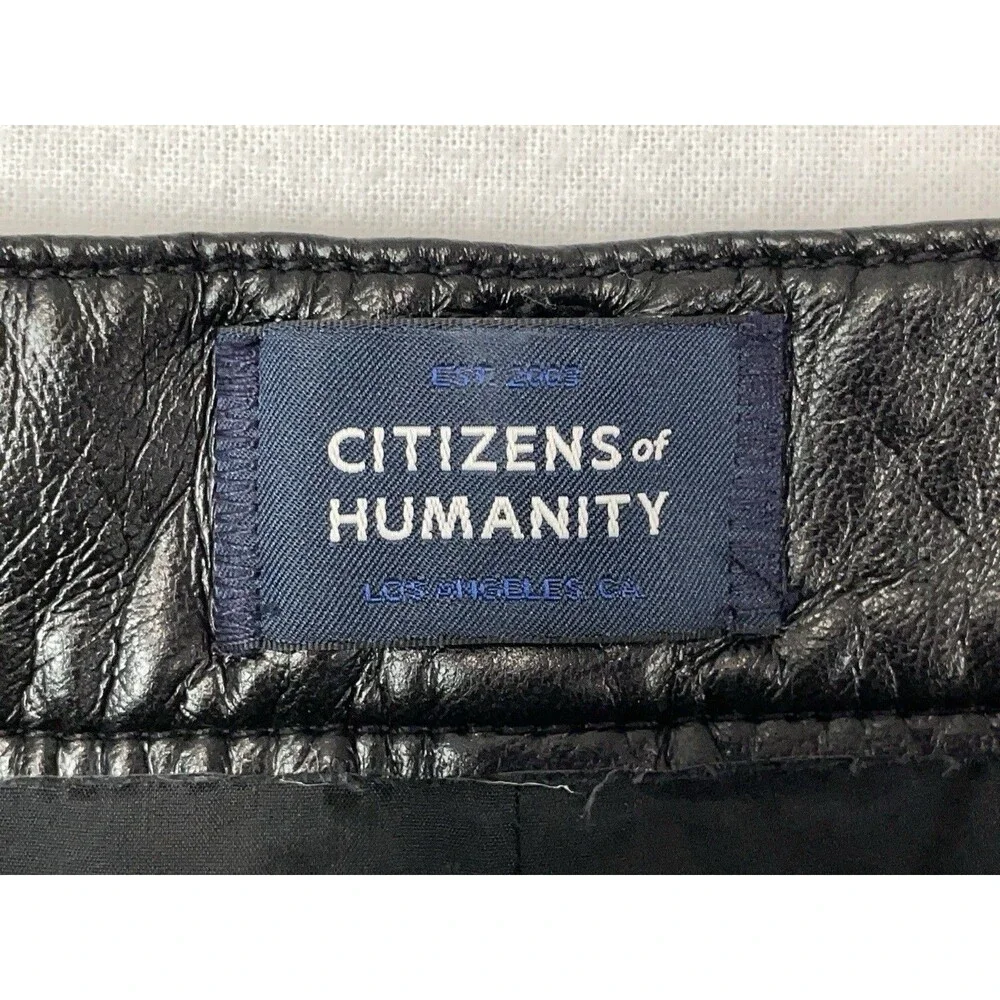 Citizens of Humanity Women 26 Mini Skirt Black Recycled Leather Beatnik Edgy Y2K
